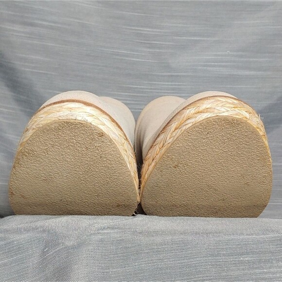 Dolce Vita Camdin Beige Dune Suede Leather Raffia Clogs Platforms Heels Womens 8 - Picture 5 of 10